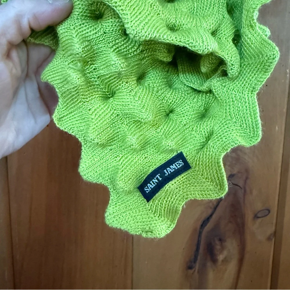 SAINT JAMES Green Alveole Scarf - Picture 4 of 4